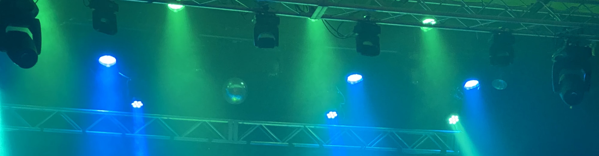 blue and green theater stage lights Greenville